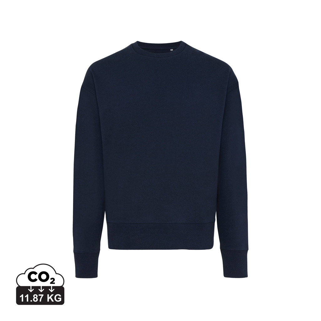 Sweat promotionnel coton recyclé 340g unisexe Iqoniq Kruger Bleu marine